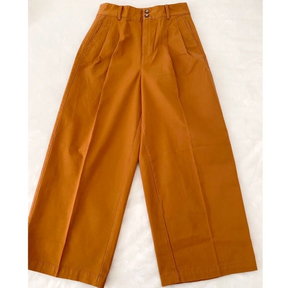 NWT Madewell Pleated Wide Leg Pants, Golden Pecan - Picture 2 of 13